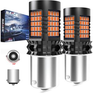 NATGIC Amber BAU15S PY21W LED Bulbs Yellow Canbus Error Free Turn Signal Light Built-in Resistor No Hyper Flash No Error For Blinker Light Indicator Light Side Marker Light 2000Lm 21W(Pack Of 2)
