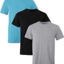 Hanes Originals Crew T Pack, Stretch Cotton Men, Moisture-Wicking Tee Shirts, 3-Pack (Large, Chambray Jade, Black, Concrete Heather)
