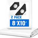 2 Pack 8 x 10 ft 5.5 Mil Large Tarps Heavy Duty Waterproof Tarp Multi Purpose Tent Cover for Home Boats Cars Camping Patio Furniture Roof Emergency Rain Protective Cover, White