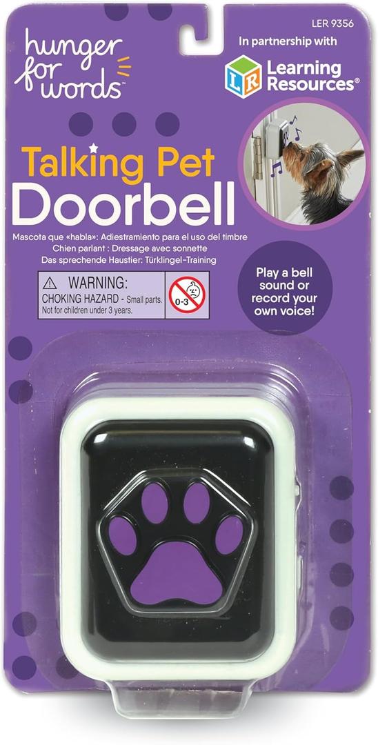 Hunger for Words Talking Pet Doorbell - 1 Piece Doorbell for Dogs, Doggie Doorbell, Perfect for Dog Potty Training, Talking Dog Buttons