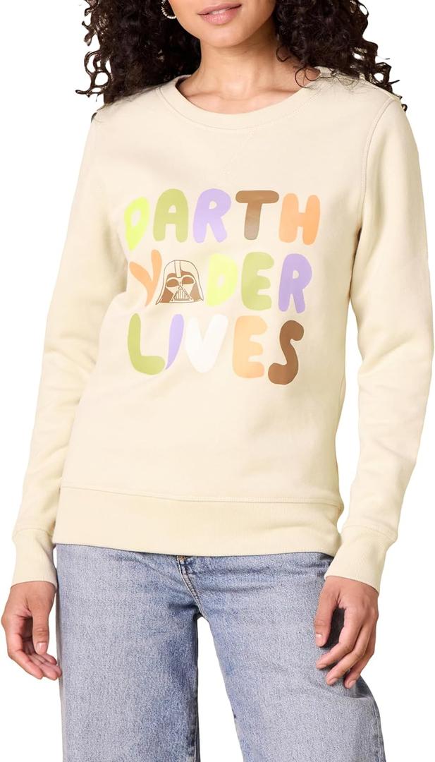 Amazon Essentials Disney | Marvel | Star Wars | Princess Women's Fleece Crew Sweatshirts (Beige, L)