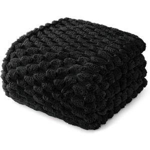 Whale Flotilla Twin Size Blanket for Bed with Jacquard Pattern, Fuzzy Soft Cozy Exquisite Blankets for All Season, Warm and Fluffy, 60x80 Inch, Black