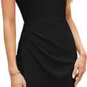 GRACE KARIN Women Wear to Work Sleeveless V-Neck Ruched Bodycon Wrap Office Party Cocktail Pencil Dresses (Large, Black)