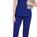 niaahinn Scrubs for Women Nurse Uniform  Stretch Top  for Nurse Esthetician Workwear (X-Large, Dark-blue)