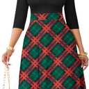 Nmoder Casual Dresses for Women Semi Formal Fit and Flare 3/4 Sleeve A-line Church Work Dress with Pockets (L)