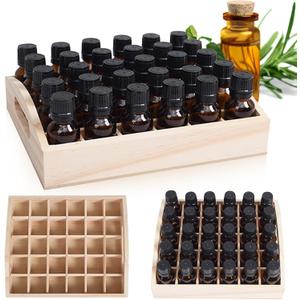 VolksRose 30-Slot Wooden Storage Box - Fits 5-15 ml Bottles, Travel & Presentation Storage, Nail Polish & Perfume Collection