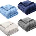 VitalCozy 4 Pcs Soft Fleece Baby Blankets Set 30" x 40" 3D Plush Warm Nursery Swaddling Bed Blanket Little Boys Girls Infant Toddlers and Newborn Receiving Gifts Blankets(Blue Set)