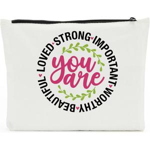 Daily Affirmations for Women Makeup Bag Cosmetic Bag, Mental Health Gifts, Inspirational Gifts for Women, Mental Health Awareness for Female Girls Coworker Friendship Birthday Mothers Day Nurse Day