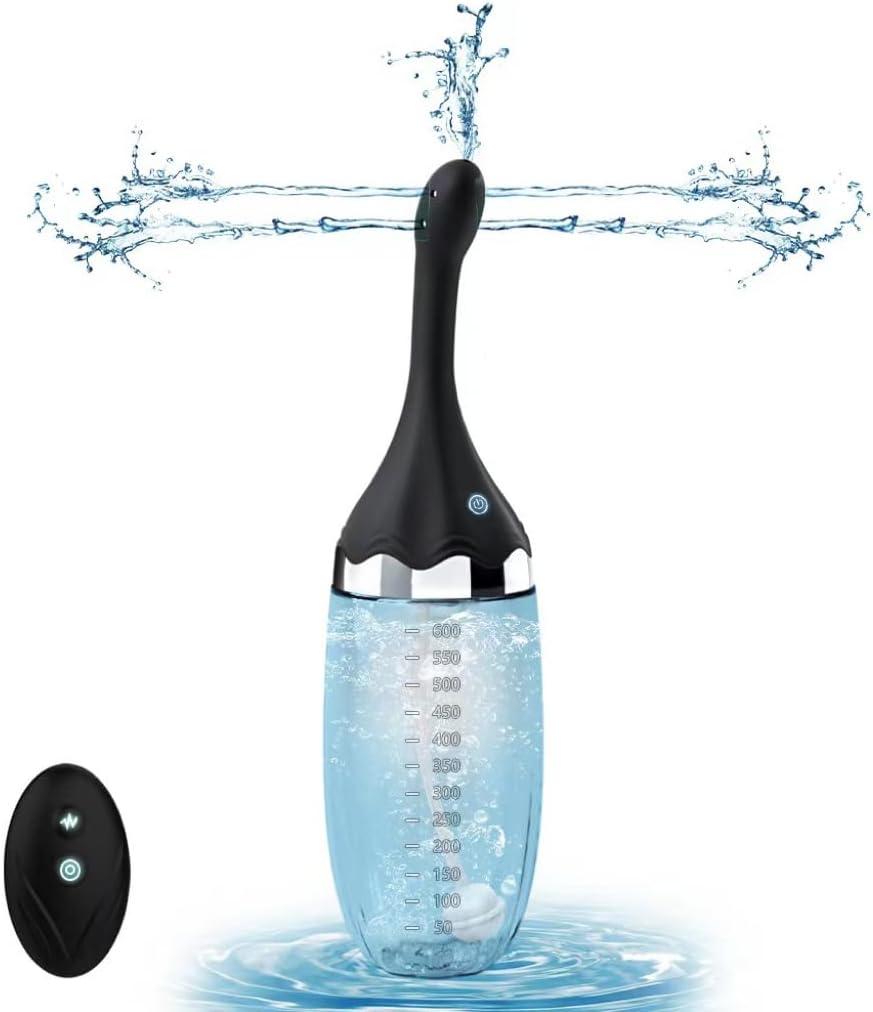 Anal Douche Automatic Enema Bulb - 20oz Electric Enemas for Colon Cleanse for Women with 3 Speeds 5 Spouts, Silicone Douches for Men Anal Cleaner, Remote Control Enema Kit Anti-Backflow Bottle