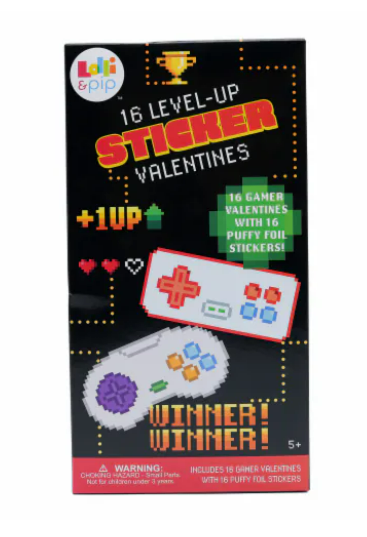 Lolli & Pip™ Video Games Sticker Valentines Day Cards, 2 Pack 