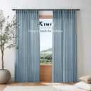 XTMYI Dusty Blue Curtains 96 Inches Long for Living Room,Light Filtering Country Vintage Hooks Pleated Back Tab Semi Sheer Linen Curtains for Bedroom 2 Panels Set, Stone Blue