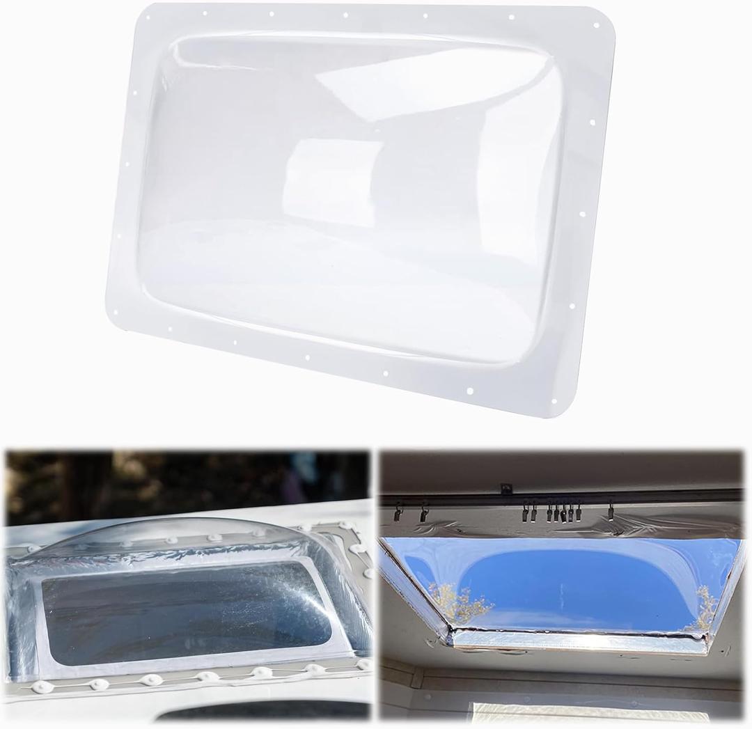 XMK 18" x 26" RV Skylight Replacement Cover for Camper Trailer Motorhome Roof, RV Shower Skylight Cover Outer Dome Fit 14" x 22" Openings, Impact Resistant, Clear XMK 18" x 26" RV Skylight Replacement Cover for Camper Trailer Motorhome Roof, RV Shower Skylight Cover Outer Dome Fit 14" x 22" Openings, Impact Resistant, Clear