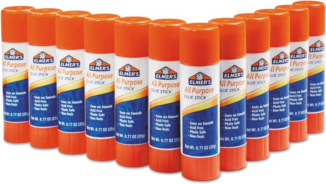 Elmer's Products Inc Glue Stick, All-Purpose, Permanent, Washable, . 77, 12/PK
