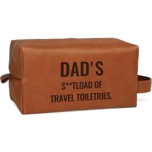 Dad Gifts, Christmas Birthday Gifts for Dad - Gifts for Dad from Daughter Son - Dad Birthday Gifts Ideas - Bday Present for Dad - Travel Essential Water Resistant PU Leather Toiletry Bag for Dad