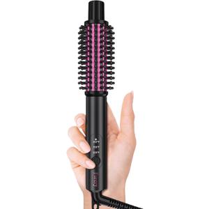 Mini Thermal Brush 3 Temperature Adjustable, Travel Curling Iron for Short Hair 1 Inch, Heated Round Brush for Soft Curls, Lightweight Curling Wand Perfect for Bouncy Hair, Dual Voltage
