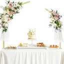 Metal Balloon Arch Kit for Tabletop, 5.3Ft & 4.7Ft Over The Table Rod Stand with Clamps and Half Arch Balloon Stand for Garden Wedding, Birthday, Baby Shower, Christmas, Halloween Decorations, Gold