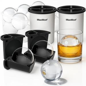 Clear Ice Cube Maker, 2.5 Inch Stainless Steel Crystal Large Clear Ice Ball Maker, Silicone Ice Cube Mold for Cocktails, Drinks & Bourbon, Whiskey Gifts for Men (2 Pack) (White)