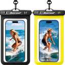 Hiearcool Waterproof Phone Pouch,Waterproof Cell Phone Dry Bag for iPhone,Universal Waterproof Case Beach Essentials for Vacation Kayak Cruise Accessories Must Haves-Black&Yellow-2Pack