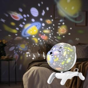 Star Projector, Cute Galaxy Projector Night Light for Kids, 5 Modes 8 Music,Adjustable Brightness, Foldable Puppy Lamp for Kids Bedroom Decoration Gift