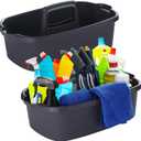 2-Pack Large Gray Cleaning Caddy for Cleaning Supplies with Handle - Portable Plastic Tote Organizer for Shower, Bathroom, Kitchen, Under Sink Storage
