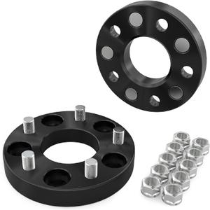 Customadeonly 5x114.3 to 5x100 Wheel Adapters (2pcs 25mm Thick) Black 73mm Bore M12x1.5 Studs -Allow 5x114.3 Hub to Mount 5x100 Wheel -Trimming Factory Studs May Required