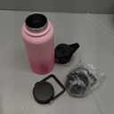 BJPKPK Insulated Water Bottles with Straw Lid, 32oz Metal Large Water Bottle with 3 Lids, Reusable Leak Proof BPA Free Thermo, Stainless Steel Tumblers for Sports, Gym, Travel-Cherry