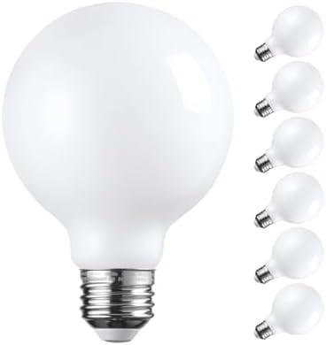 TORCHSTAR G25 Globe Light Bulbs LED Dimmable, Round Frosted Vanity Light Bulb for Bathroom, LED Edison Bulb, 4.5W(60W Eqv.), UL Listed, 500lm, E26 Base, 2700K Soft White, Pack of 4