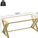 Wolawu Coffee Table Gold Glass Coffee Table for Living Room,Modern Rectangular Center Table with Sturdy Metal Frame,Tempered Glass Table Tea Tables for Bedroom Home Office, 38.97 x 18.89 x 18.1 inches