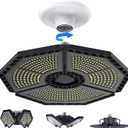 KERNOWO LED Garage Lights, 140W 18500 Lumens Garage Ceiling Lighting, 6000K Daylight with Deformable Three Panels Light Fixture E26/E27 Triple Glow LED Shop Light for Basement Workshop Warehouse