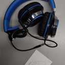 AILIHEN C8 Kids Headphones Wired, On-Ear Headphones with Microphone and Volume Control Foldable Corded Stereo 3.5mm Headset for School Teens Smartphones Chromebook Laptop Tablets Travel (Black Blue) (Medium)