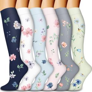 Compression Socks for Women & Men Circulation (6 Pairs) 15-20 mmHg is Best Support for Athletic Running,Nurse (Small-Medium)