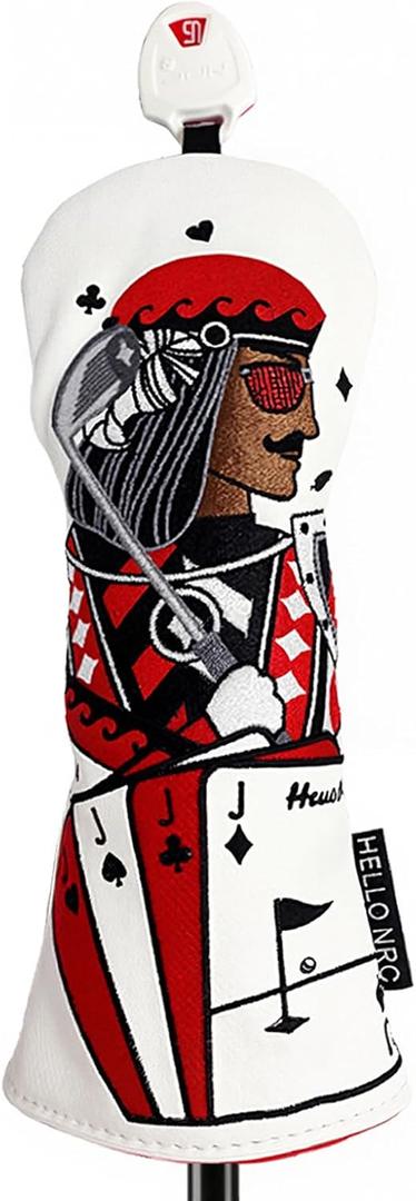 Golf Club Covers Funny Poker Leather Driver Headcover, Fairway Wood & Hybrid, Cool Embroidered Golf Headcovers