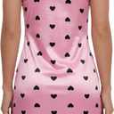 Vrtige Women's Satin Silk Spaghetti Strap Full Slip Nightdress Chemise Sleepwear (Pink, M)