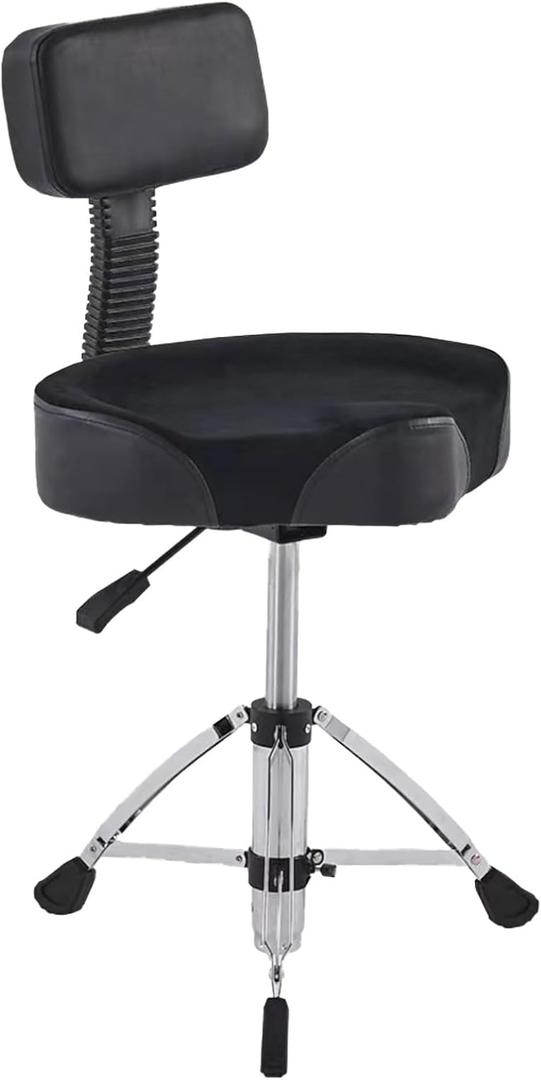 ATQIK Drum Throne with Backrest Heavy Duty Drum Stool with Back Rest Motorcycle Style Drum Throne Height Adjustable Hydraulic Drum Seat Portable 360° Rotation Drum Chair for Adult Drummers/Yellow