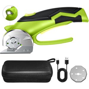 Xpersoul Cardboard Cutter, Cordless Electric Scissors, Power Shears Box Cutter with a Replacement Blade, Rotary Cutter for Cardboard Packages Leather Plastic (Moss Green)