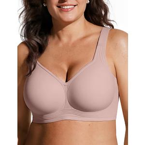 OEAK Womens Wireless Jelly Bra Plus Size Supportive Seamless Bras Full Coverage Push Up Comfortable No Underwire T-shirt Bras (5X-Large, Dusty Rose)