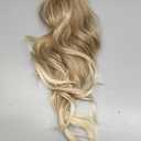 HOOJIH Clip in Ponytail Extension, Ponytail Extension 18 Inch Hair Ponytail Extension Wavy Ponytail Clip on Ponytail Synthetic Ponytail Hair Pieces for Women - Ombre Deep Blonde and Light Blonde