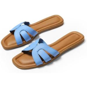 Womens Flat Sandals Dressy Sandals Comfort Slide Black Brown White Sandals Size 9