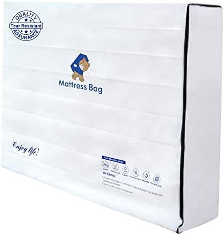 Excibubblebearbb Mattress Bags for Moving and Storage,6 Mil Waterproof Zippered Mattress Bag Full Size, Extra Thick Tear & Puncture Resistance, Heavy-Duty Mattress Moving Supplies