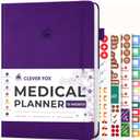Clever Fox Large Medical Planner 12-Month  Medical Notebook, Health Diary, Wellness Journal to Track Health  12 Months, 7x10.5 (Purple)