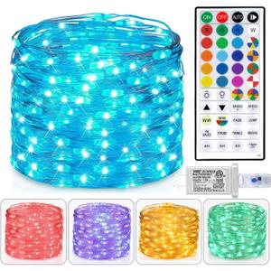 Fairy Lights USB Plug in 33ft 100LEDs with Remote, Warm White 20 Color Changing Light Twinkle Firefly String Lights for Bedroom Party Wedding Christmas Tapestry, Multicolor Colors (USB&Plug)