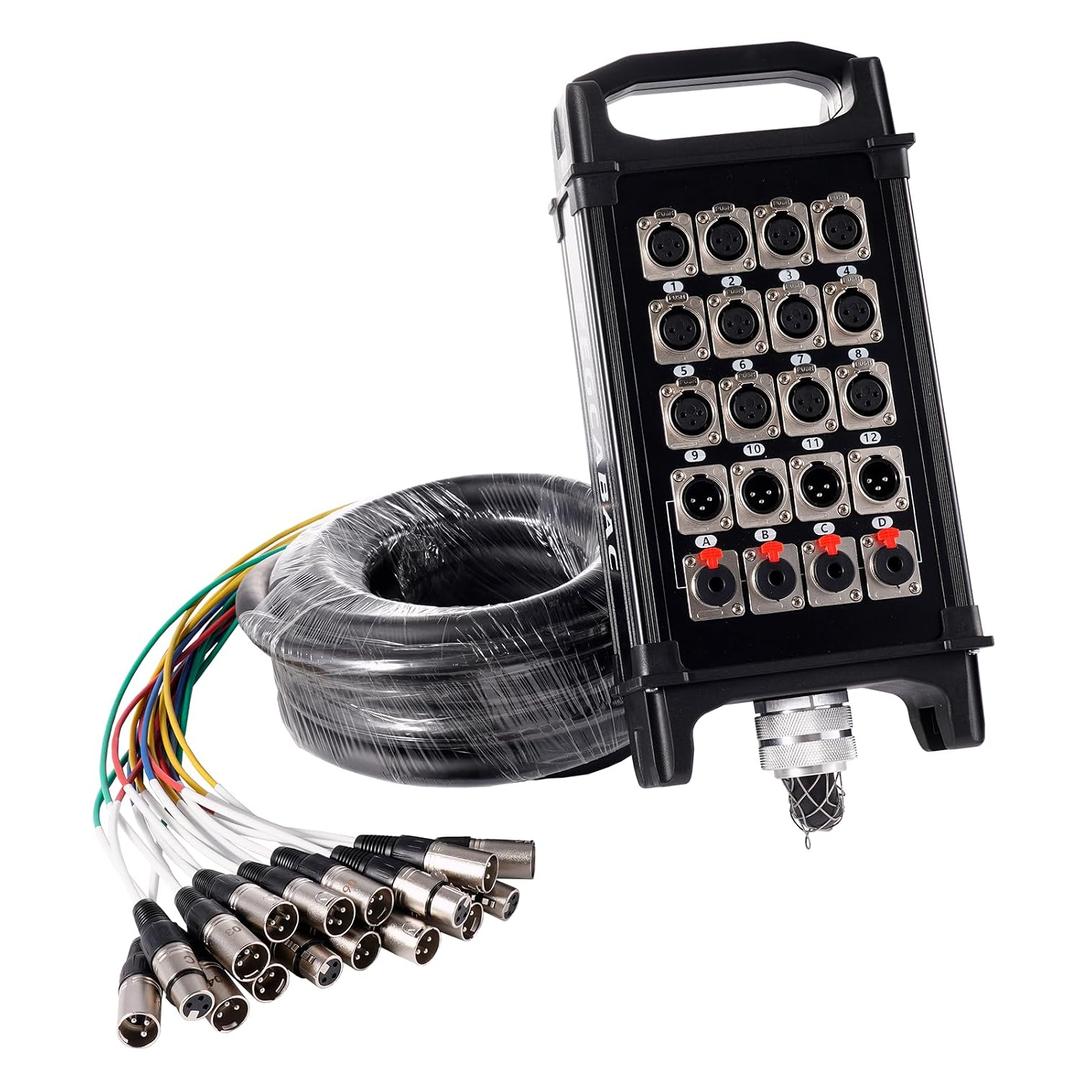 12Channel 25'Pro Stage XLR Snake Cable with XLR&1/4" TRS Returns on The Box
