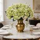 Kimura's Cabin 6pcs Silk Hydrangea Artificial Flowers Fake Hydrangeas Flower with Stems Faux Hydrangea Bouquets for Wedding Party Arrangements Home Table Centerpieces Decoration (Lime Green)