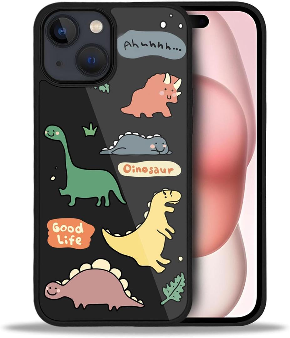 Case Compatible with iPhone 15 Pro Max,Black Colorful Dinosaur Birthday, Shock Absorption and Anti Drop Protection for Mobile Phones for iPhone 15 Pro Max