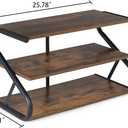3-Tier Shoe Rack, Wooden Shoe Storage with S Shape Heavy Duty Metal Free Standing, Shoe Organizer Shelf for Entryway, Living Room, Closet, Bedroom (Rustic), 11.81 x 25.78 x 15.86 Inches