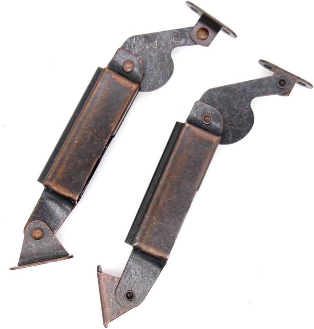 1 Pair of Self-Balancing Lid Support Hinges, Left & Right, Dark Bronze Tone Spring Hinge with Screws for Sofa, Box, Cabinet, Length 6" (Small)