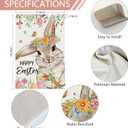 Heyfibro Happy Easter Bunny Garden Flag 12x18 Double Sided Burlap, Floral Wreath Rabbit with Spring Flowers & Decorative Eggs Yard Banner for Holiday Farmhouse Yard Outdoor Decor(ONLY FLAG)