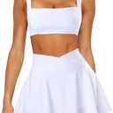 Two Piece Tennis Skirt Sets for Women 2 Piece Mini Skirt Set Going Out Golf Skort Athletic Skirt Pickleball Outfit (Small)