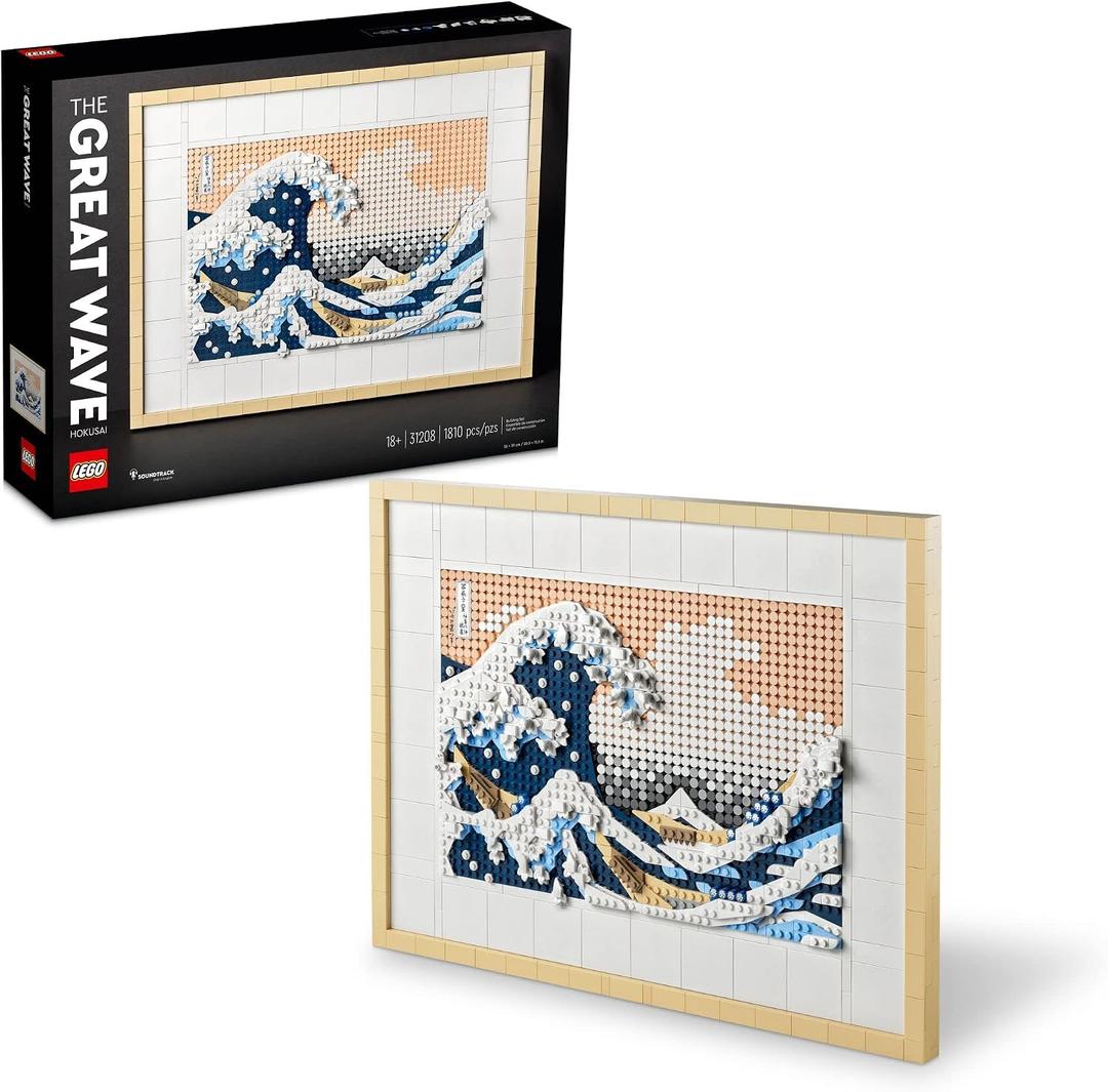 LEGO Art Hokusai The Great Wave Framed Japanese Wall Art Building Set - Unique Wall Decor for Home, Room, or Office - Fun Activity for Adults, Ages 18+ - Gift for Men and Women - 31208, Medium, Small