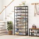 HOMEFORT 10 Tiers Shoe Rack Organizer,30" Shoe Storage Shelf for Closet, Shoe Rack for Entryway,Holds 36-40 Pairs of Shoe, Tall Shoe Stand with Metal Shelves and MDF Top Board,Rustic Brown